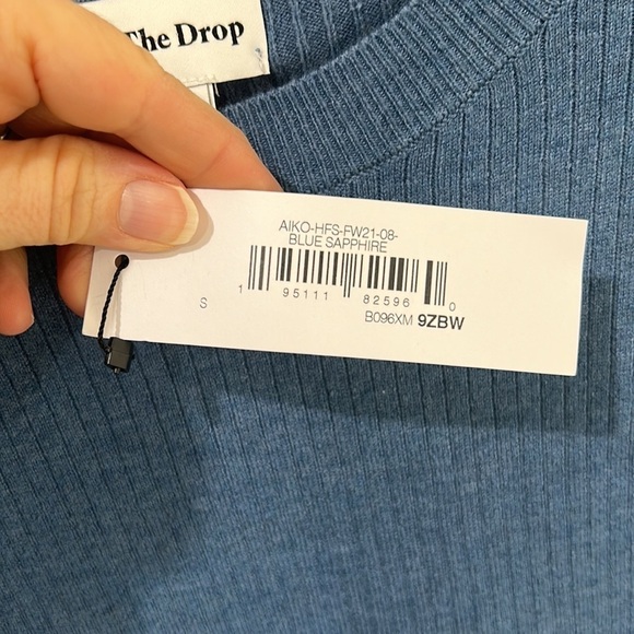 NWT THE DROP Aiko Puff Sleeve Sweater Dress Blue Sapphire Size Small - Picture 12 of 16